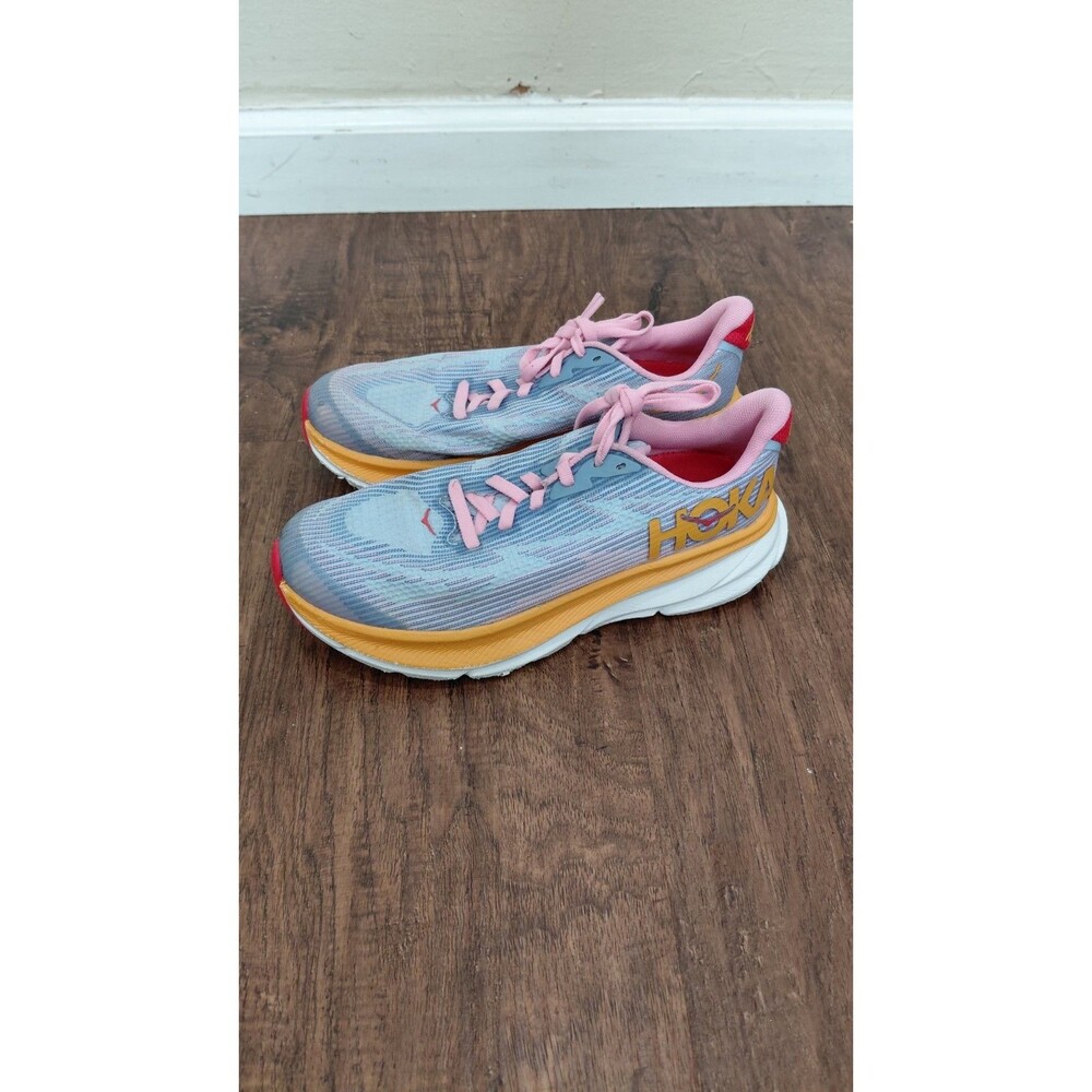 Hoka One One Clifton Youth Size 4MD Blue Pink Orange Sneakers Shoes
